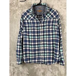 Jachs Girlfriend Plaid Pearl Snap Button Down Women's M Preppy Everyday Style